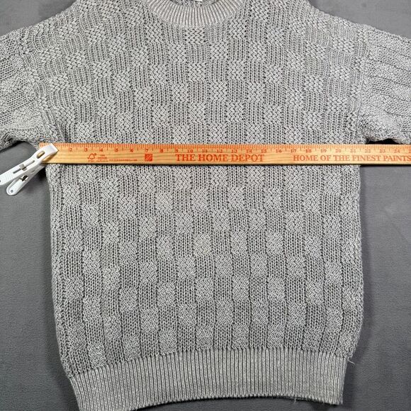VTG Weekends Mens Sweater L Gray 3D Tonal Check Oversized Chunky Grandpacore Y2K - Picture 4 of 8